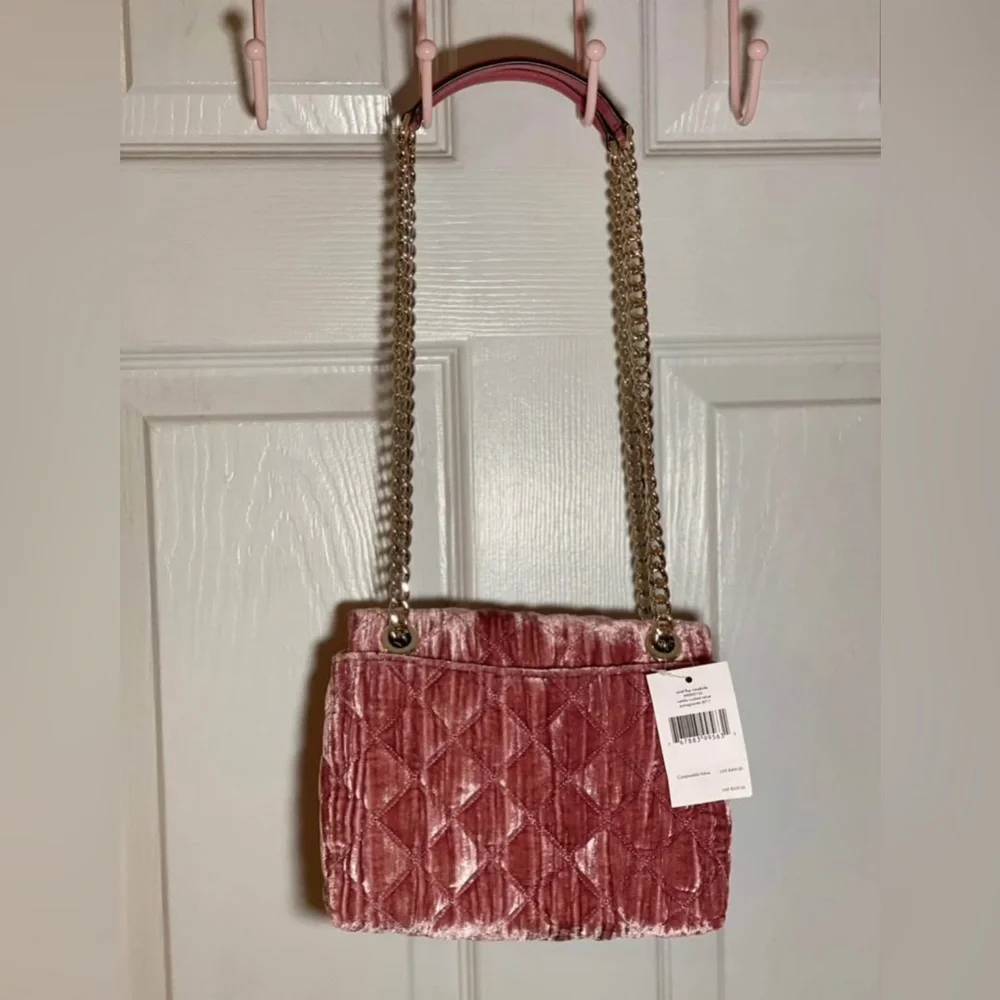 Kate Spade Blush Quilted Velvet Shoulder Bag - Picture 3 of 5